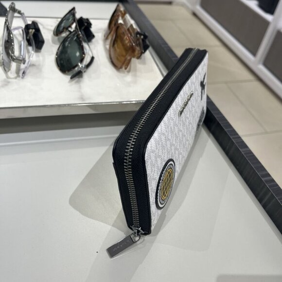 Michael Kors Cooper Embellished Logo Zip-Around Wallet 36R5LCOZ3B BRIGHT WHT - Picture 3 of 10